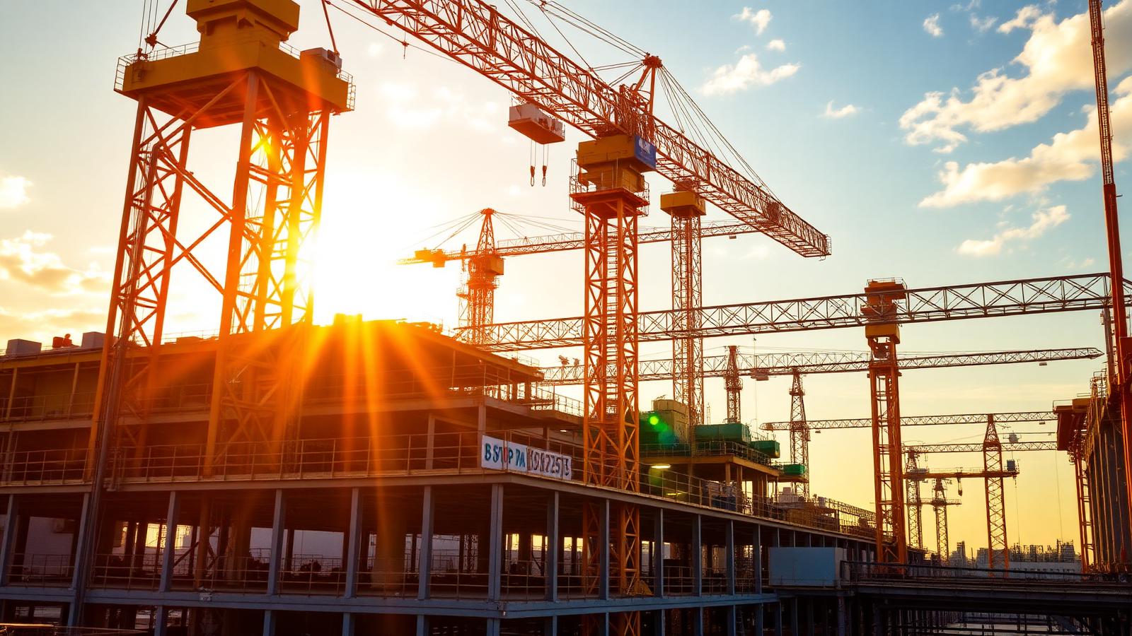 Pratham EPC cover — industrial construction site at golden hour