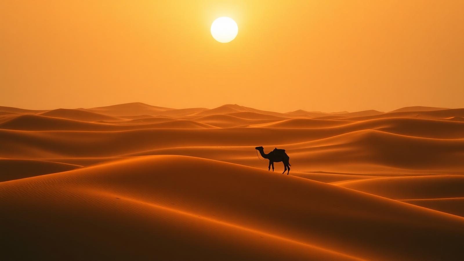 Adal National cover — desert dunes at sunrise with camel silhouette